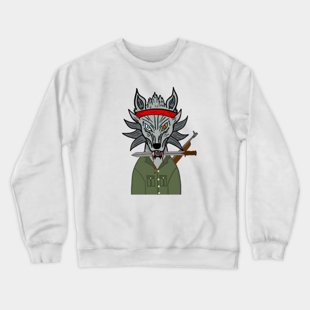 BussyWolves Rambo wolf Crewneck Sweatshirt by micho2591